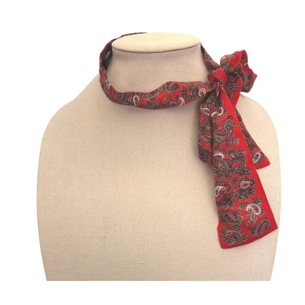 Vintage Revelli Silk Paisley Necktie Scarf Mod Dark Academia Retro Made Japan